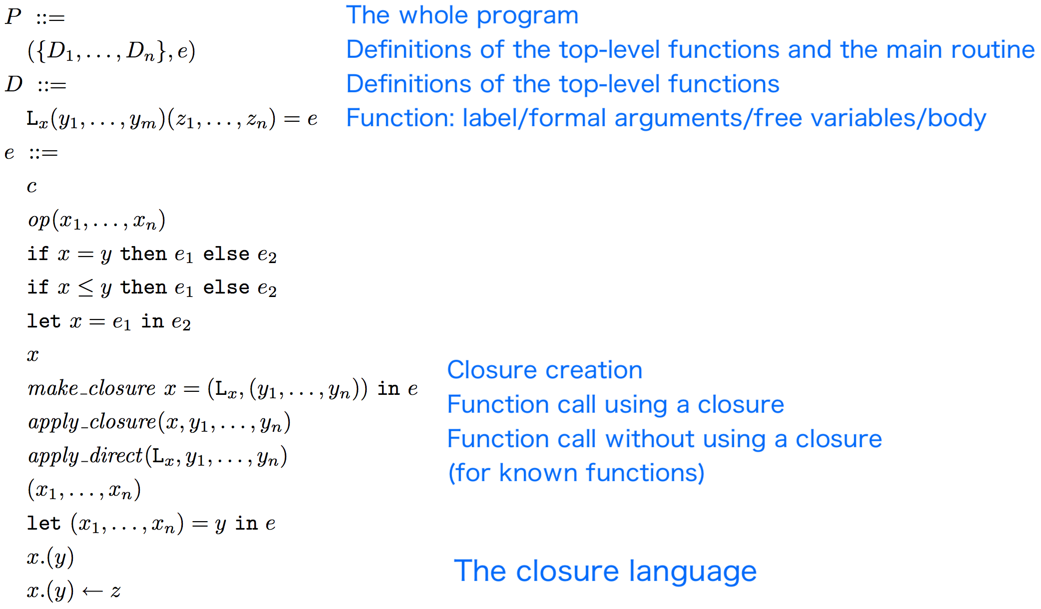 Closure Language Syntax